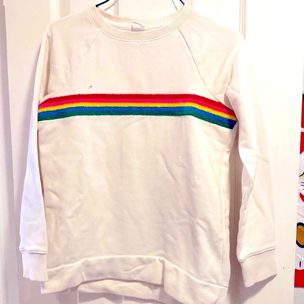 Gap Kids Off White and Rainbow Sweatshirt